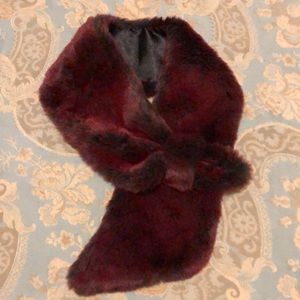 Faux Fur Winter Burgundy neck Scarf Muffler Wrap